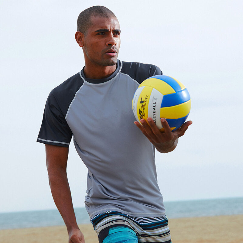 Herren Sommer Surfen Atmungsaktiv Rundhals Kurzarm Bademode Tops