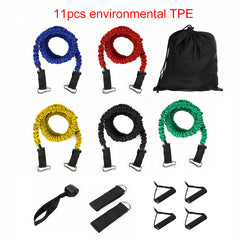 11Pcs Resistance Bands Set for Yoga, Pilates, Workout & Fitness - Practical Elastic Training Rope & Yoga Pull String