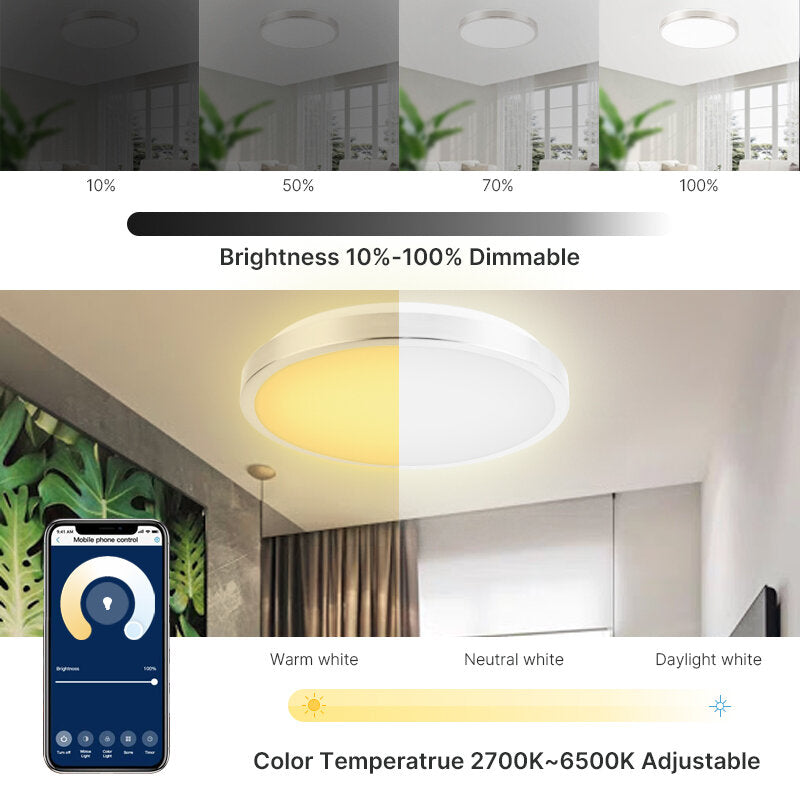 15W/20W RGB Dimmable WiFi Smart LED Ceiling Light - APP & Voice Control, Works with Alexa, Google Assistant, Tuya