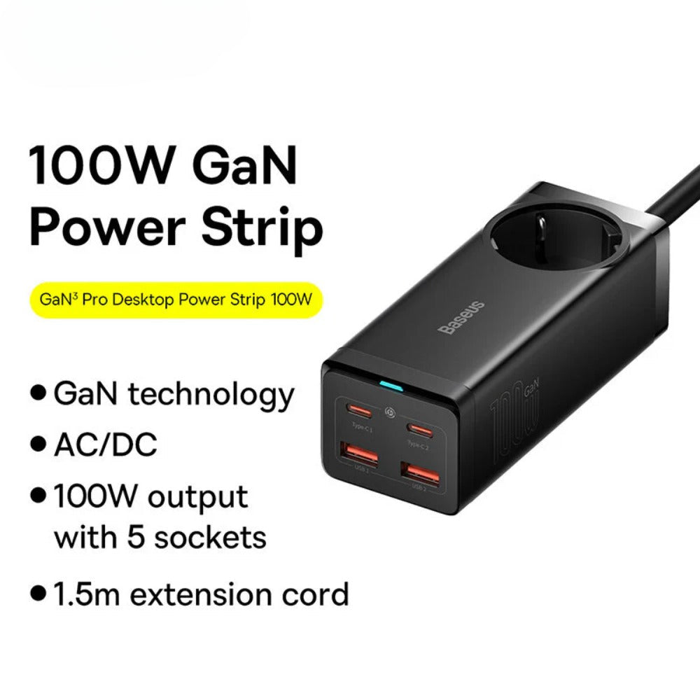 GaN3 Pro 100W 5-Port USB PD Charger with Fast Charging and 100W Type-C Cable