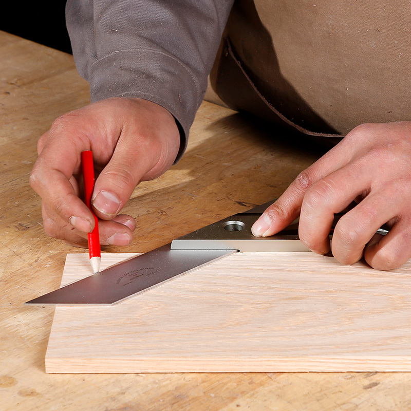 45 Degree Miter Square, 0.025mm Accuracy, Anodized Aluminum Handle, Stainless Steel Ruler