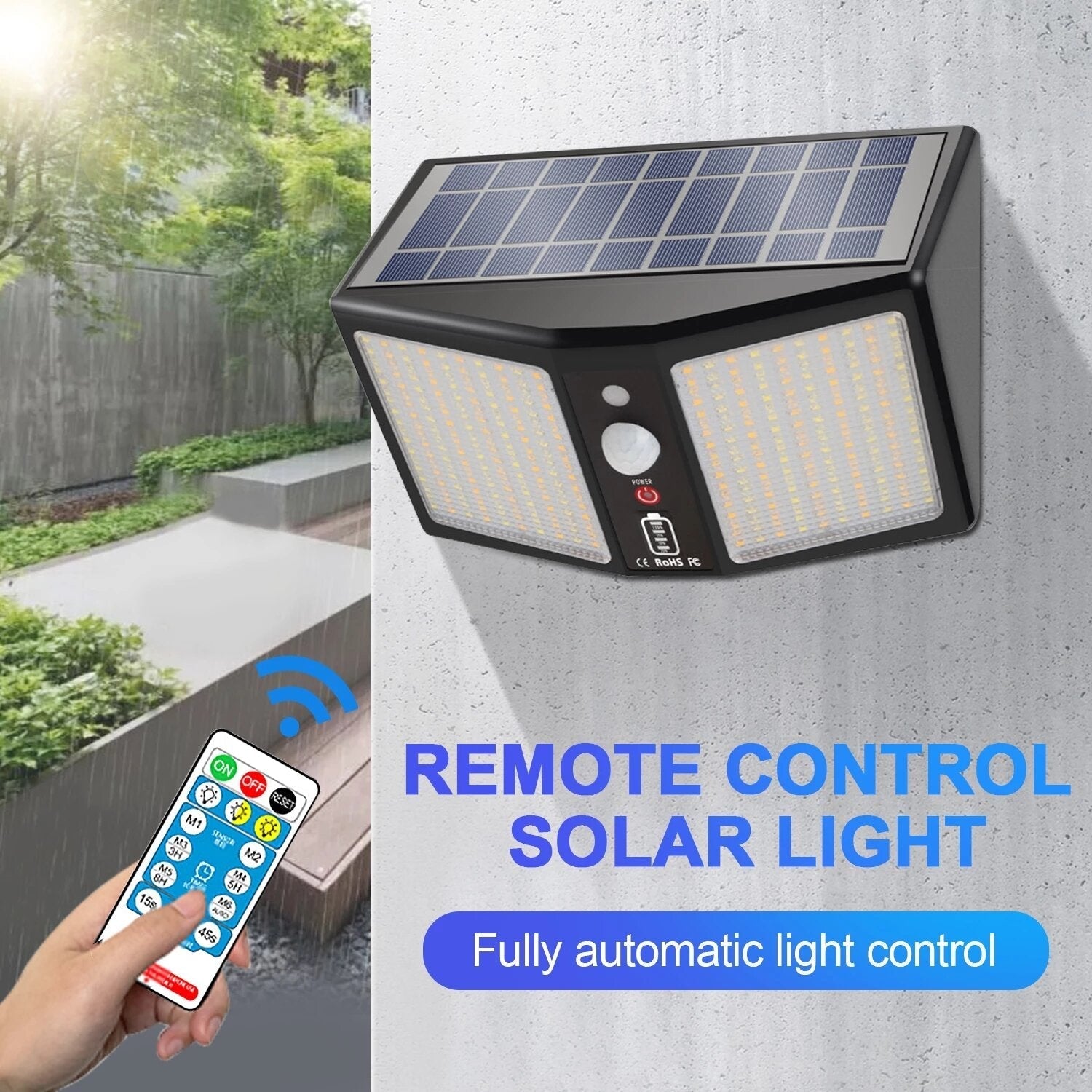 360LED Solar Wall Light, 12000mAh, 6 Modes, Motion Sensor, IP65 Waterproof, Outdoor Yard/Garden/Street Night Light