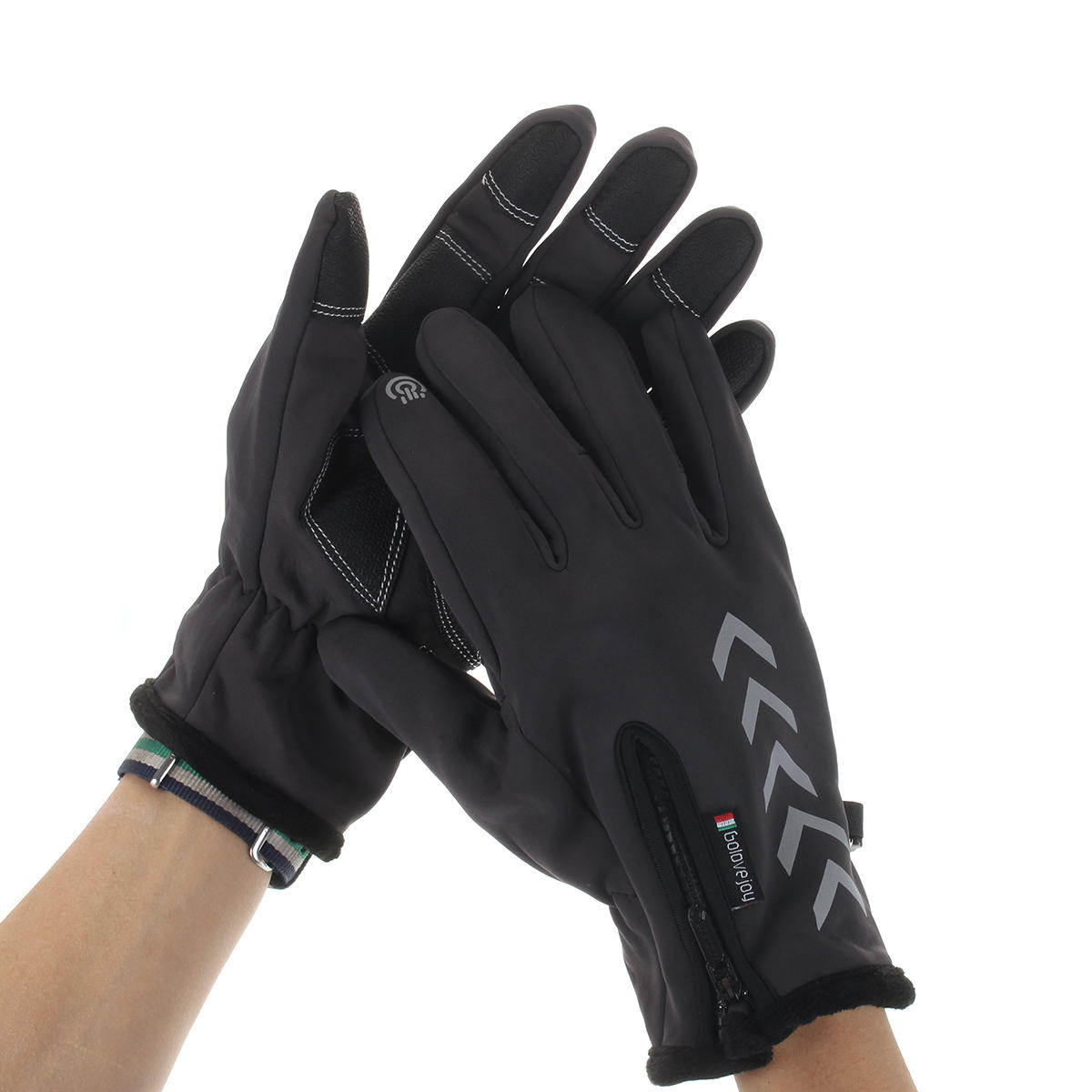 Thermo-Fleece-Handschuhe für den Winter für Herren – Touchscreen, wasserdicht, winddicht, reflektierend, zum Skifahren und Radfahren