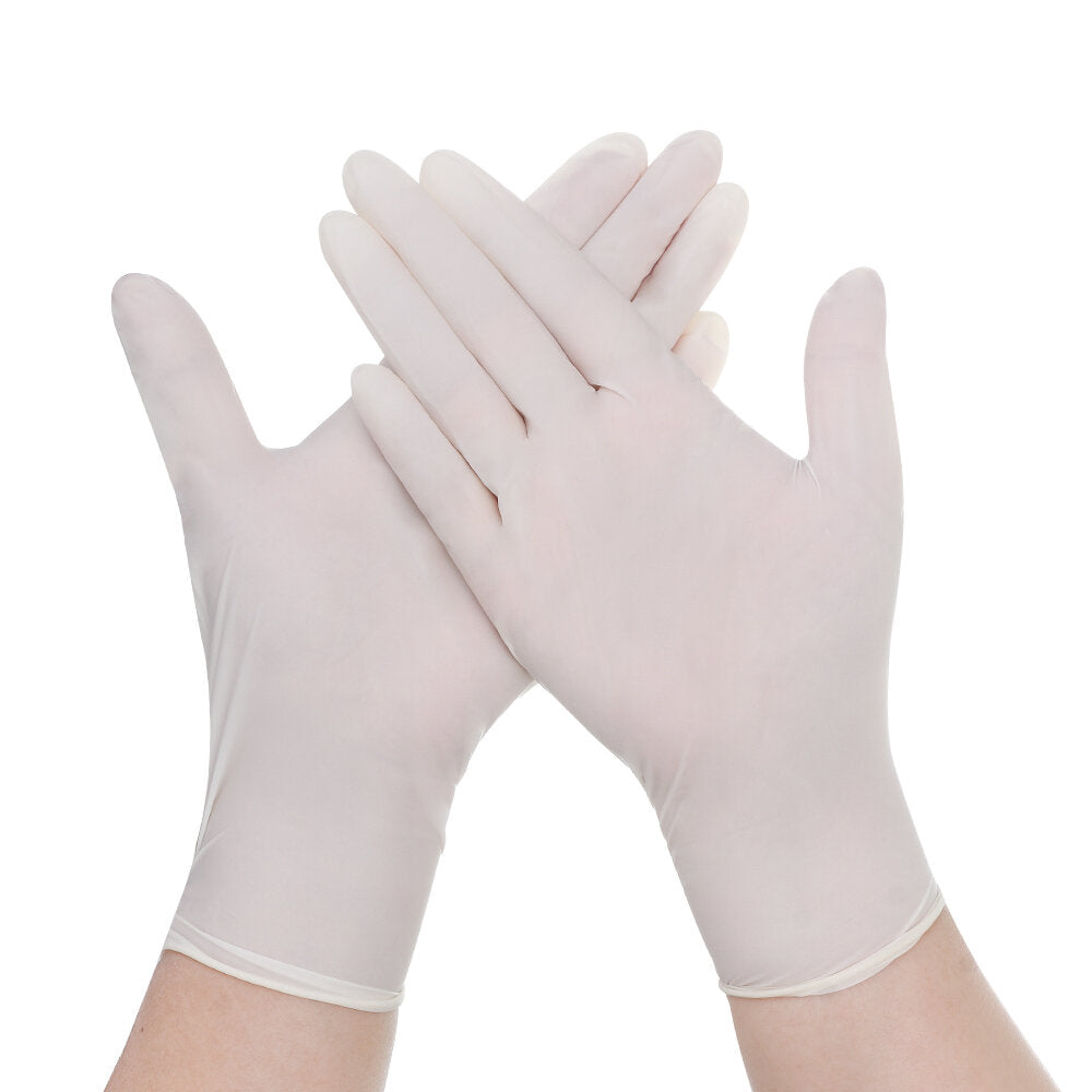 100PCS Disposable Natural Latex Gloves - S/M/L Sizes for Daily Use