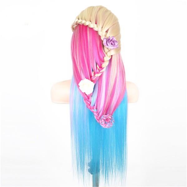 Multicolor Hairdressing Training Mannequin Head with Clamp Holder for Braiding Practice in Salons