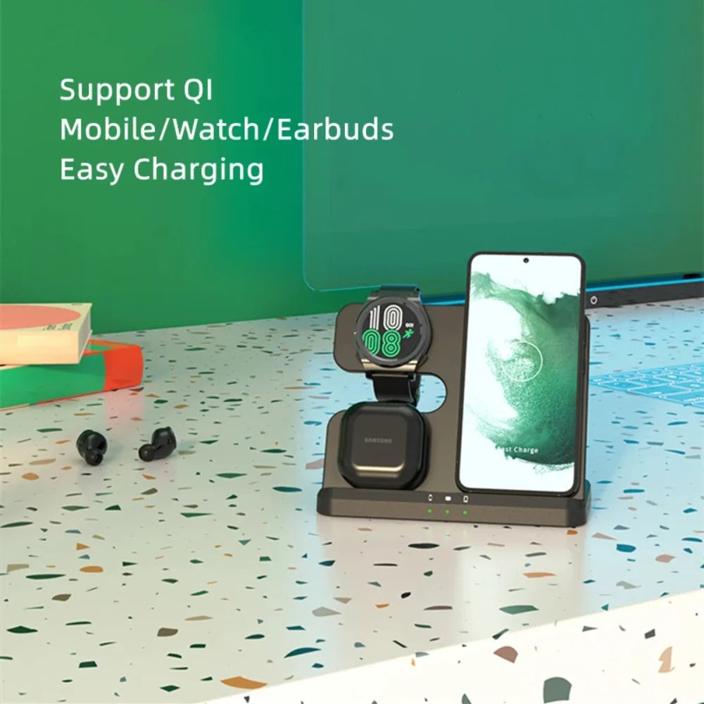 3-in-1-Wireless-Ladestation für Samsung Galaxy Watch, S23 Ultra und Buds