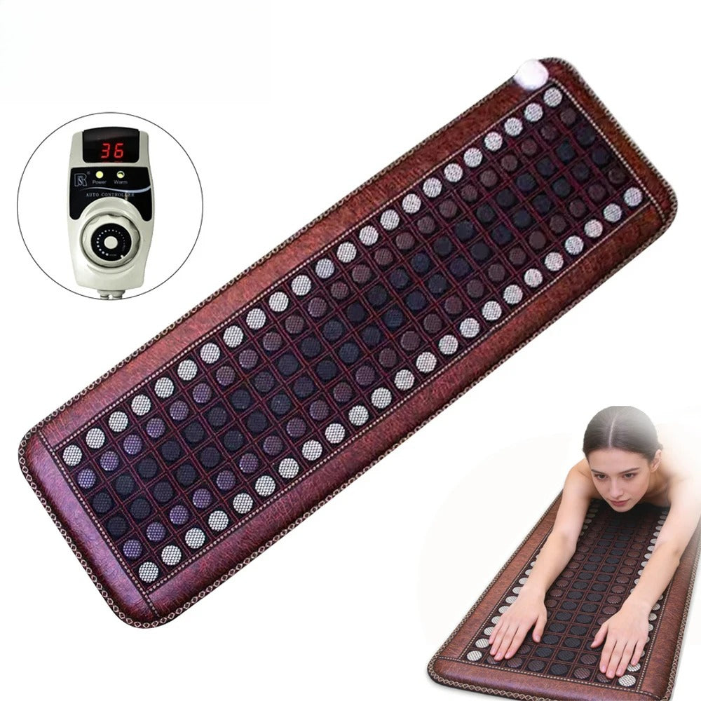 Jade & Tourmaline Far Infrared Heating Mat - Hot Stone & Negative Ion Therapy for Back Pain & Body Relax