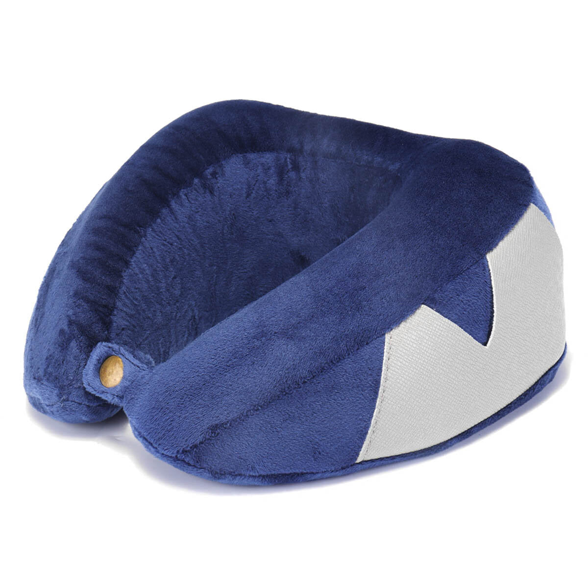 Blue Slow Rebound Memory Foam U-Shaped Neck Pillow with Storage Pouch for Travel