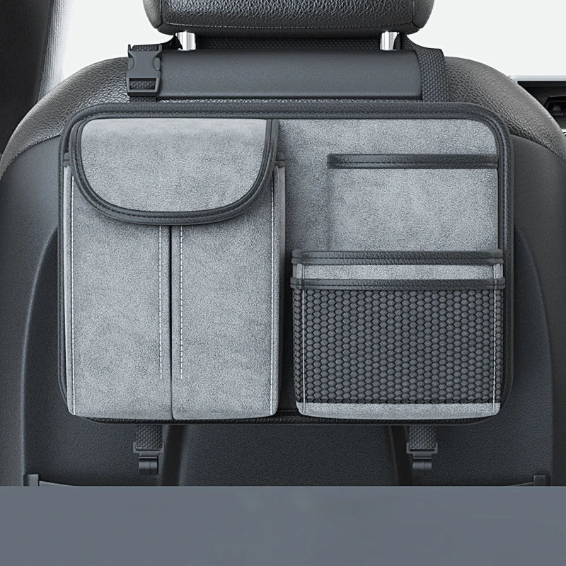 Gray Car Seat Hanging Storage Bag - Car Organizer for Backseat