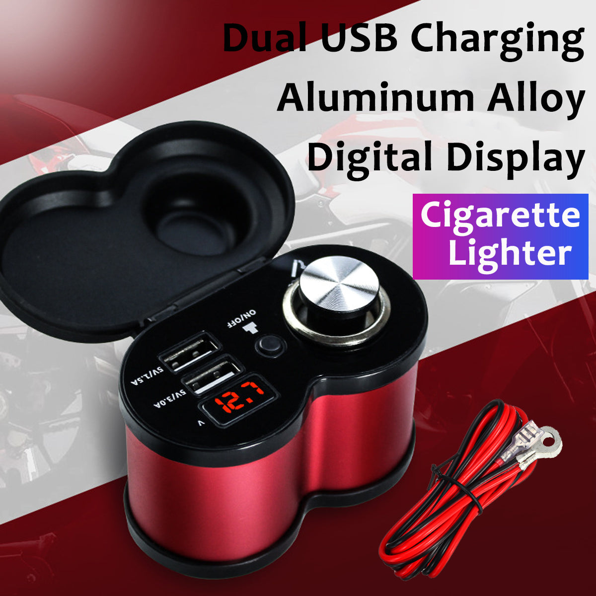 Dual USB-Schnellladegerät 12 V-24 V 4,5 A Wasserdichtes Aluminium für Motorrad