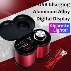 Dual USB Fast Charger 12V-24V 4.5A Waterproof Aluminum for Motorcycle