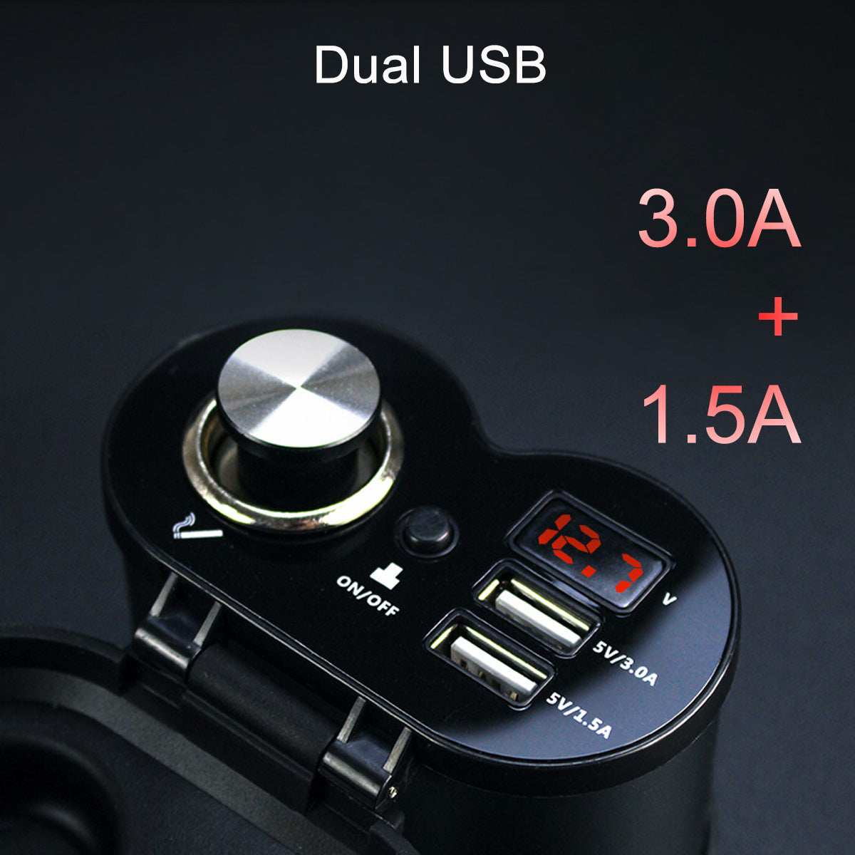 Dual USB Fast Charger 12V-24V 4.5A Waterproof Aluminum for Motorcycle