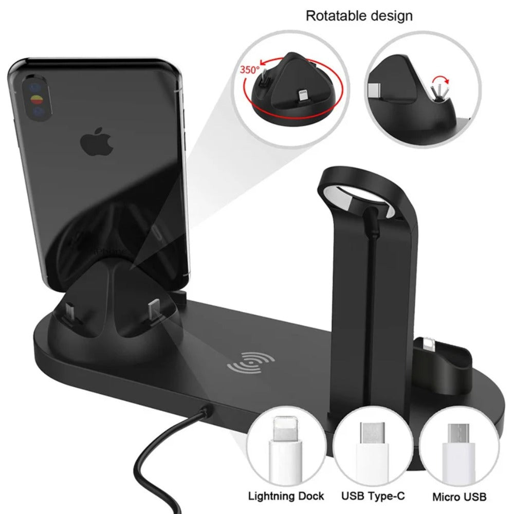 5-in-1 Wireless Charger Stand for iPhone, Apple Watch, AirPods - Fast Charging Dock Station