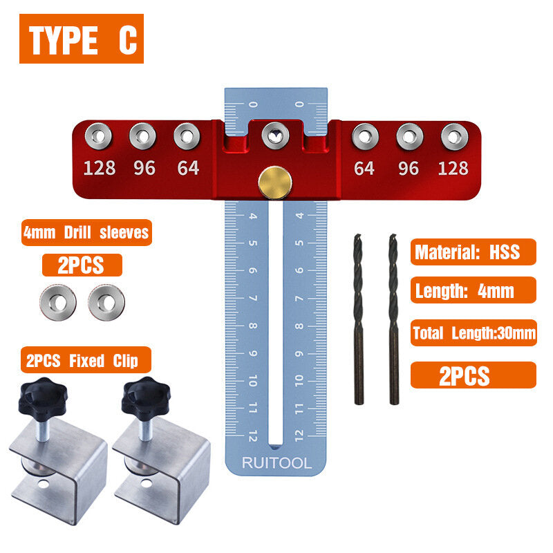 Adjustable Woodworking Cabinet Hardware Jig - Drill Guide & Punch Locator for Handles and Pulls