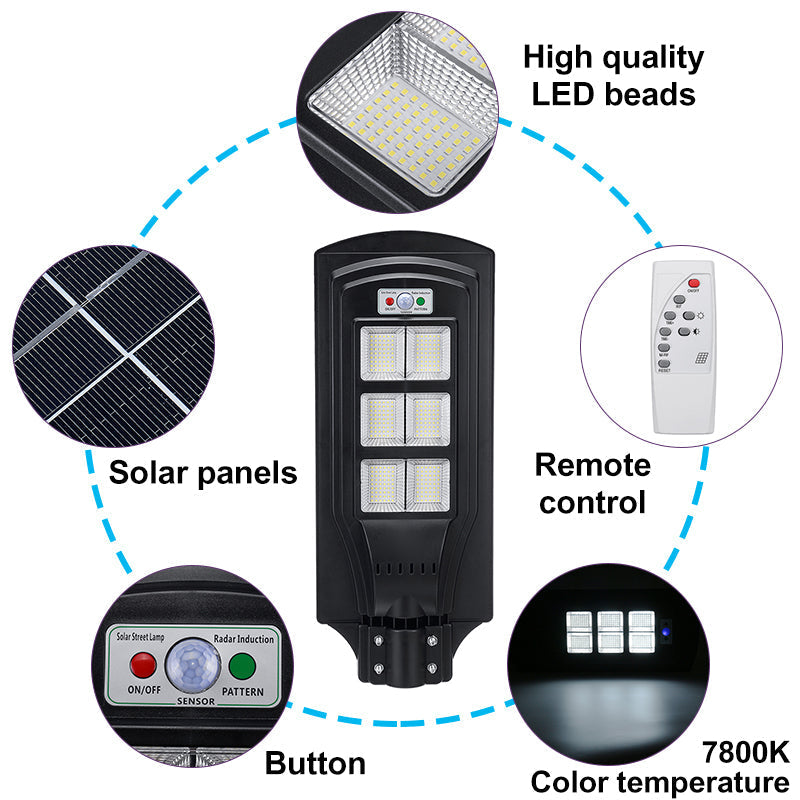 108/216/324 LED Solar Street Light with Motion Sensor and Remote Controller for Garden Wall Lamp