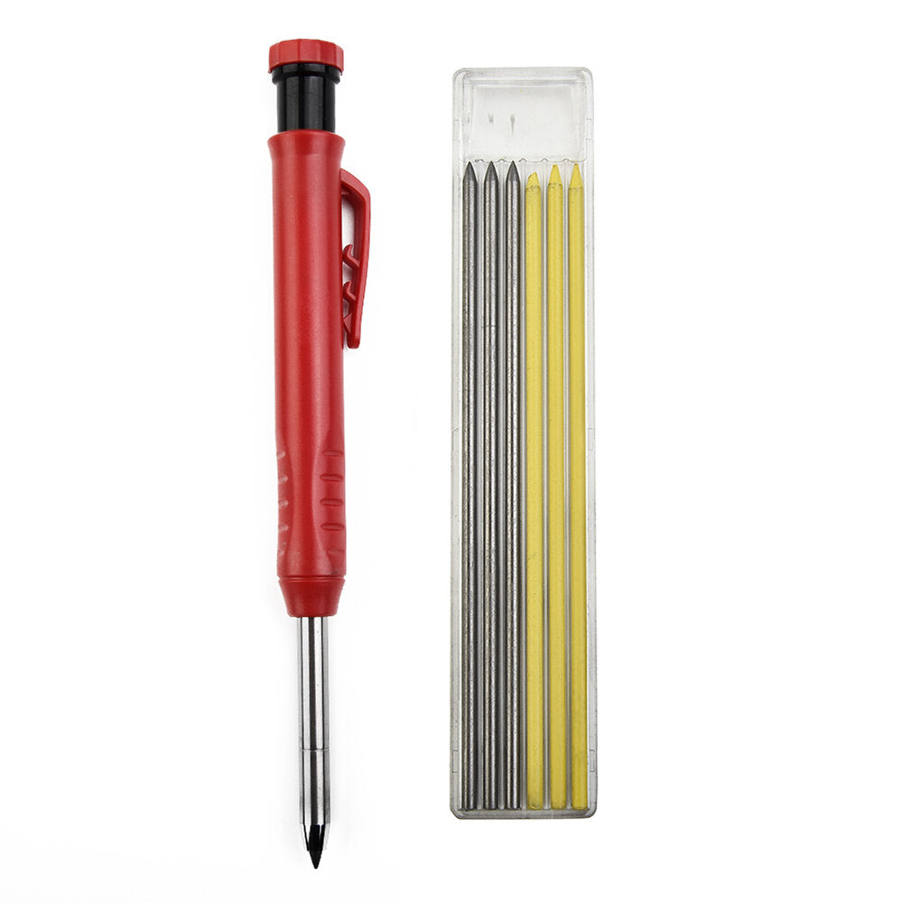 Carpenter Pencil with Sharpener - Multi-Color Refills for Woodworking Marking