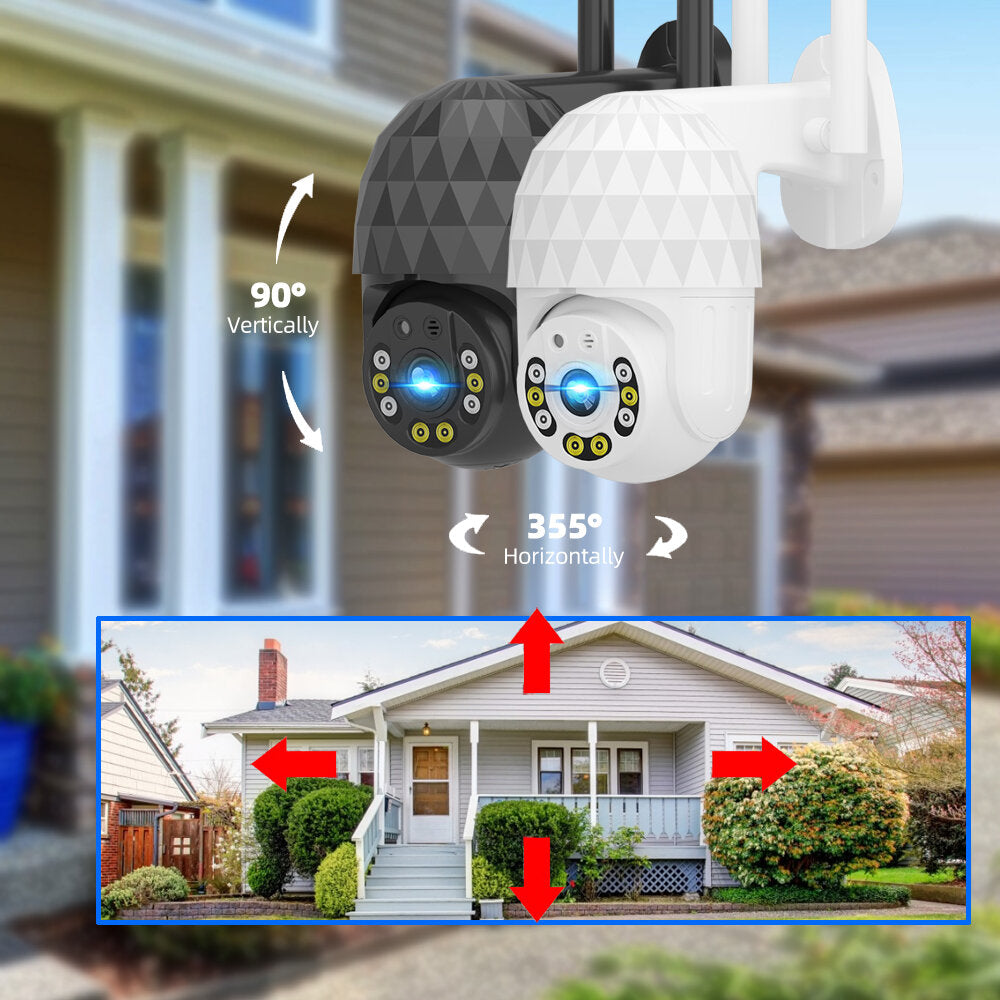 1080P 2MP Outdoor PTZ IP Camera, 8 LED, 8X Zoom, Night Vision, IP66 Waterproof, Cloud Storage, Alarm Push, Full Color Security