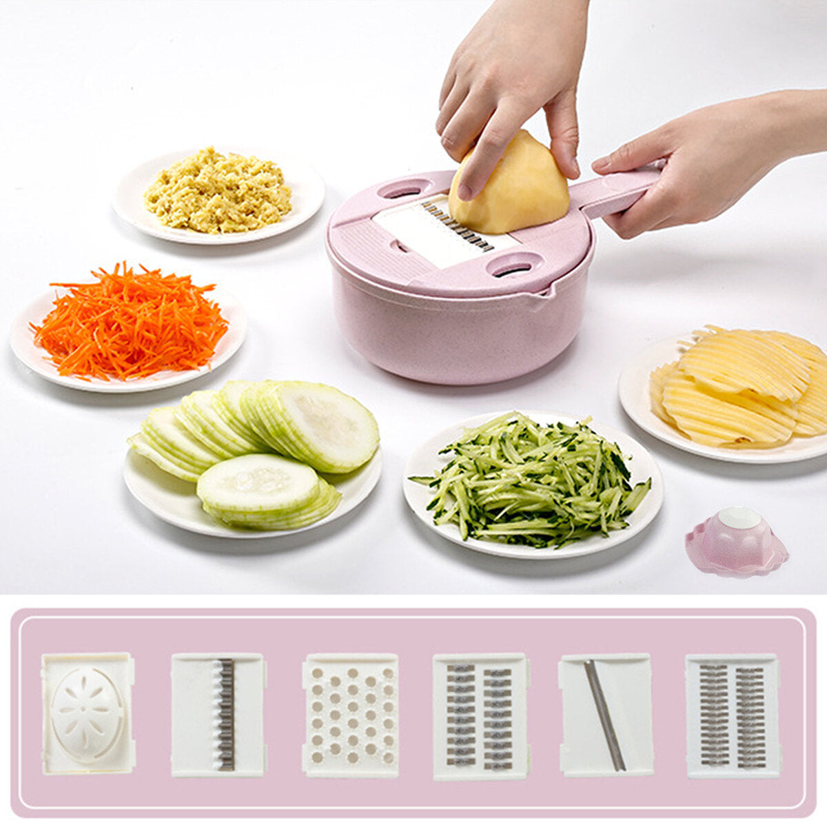 Multifunctional Manual Vegetable Fruit Potato Cutter Chopper Slicer Set - Stainless Steel Kitchen Tools