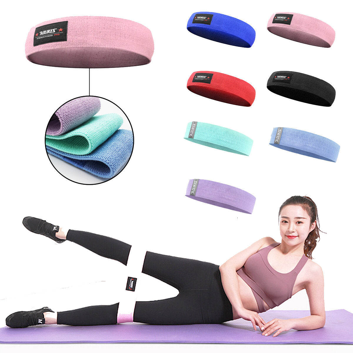 Multi-Color Resistance Bands M-XL for Home Fitness, Yoga, Hip Training, Stretching, and Pull-Up Assistance