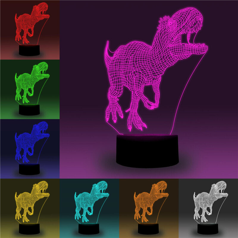 3D LED Illusion Night Light Lamp - Dinosaur, Flamingo, Car, Plane, Opera House, Statue of Liberty - USB, 7 Colors, APP Control, Child Gift