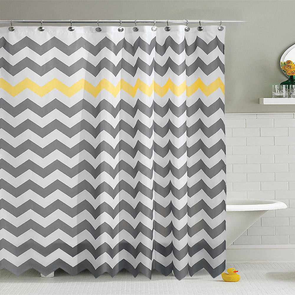 180x180cm Waterproof Geometric 3D Wave Stripe Print Shower Curtain for Bathroom