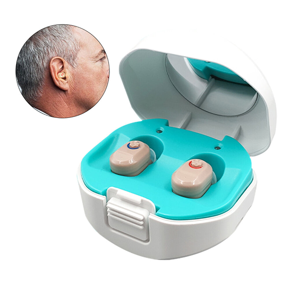 Rechargeable Lightweight Digital Hearing Aids with Charging Case - Invisible Hearing Amplifier for Elderly