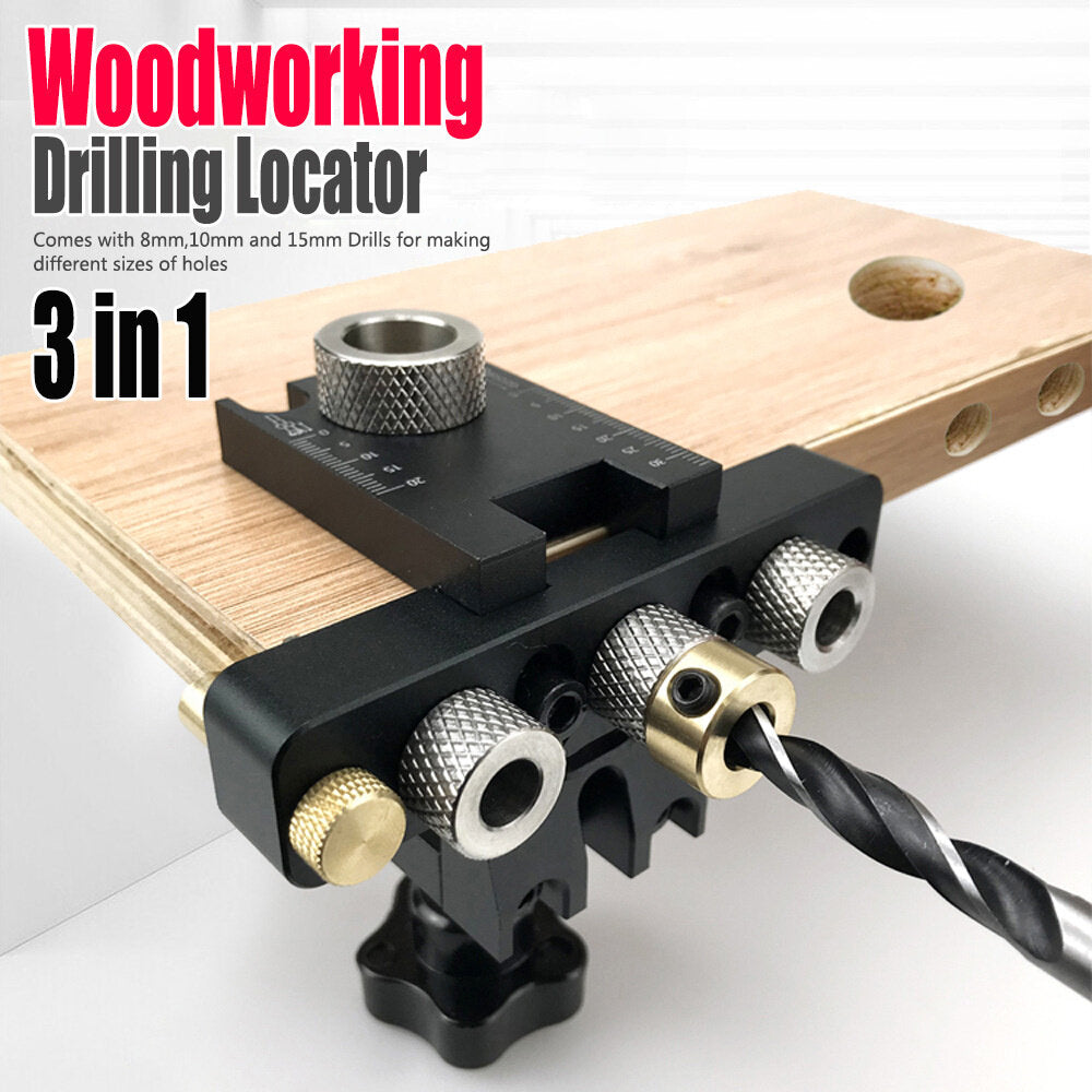 3-in-1 Precision Dowel Cam Jig Master Kit - Wood Hole Drilling Guide for DIY Woodworking