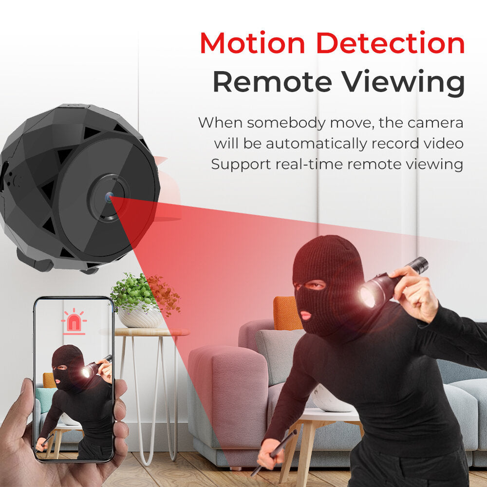 1080P Mini WiFi IP Camera - 120 Degree View, Night Vision, Remote Monitor, Wireless Home Security Camcorder