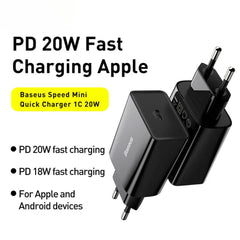 20W USB-C PD Fast Charger EU Plug for iPhone, Xiaomi, Huawei, Samsung