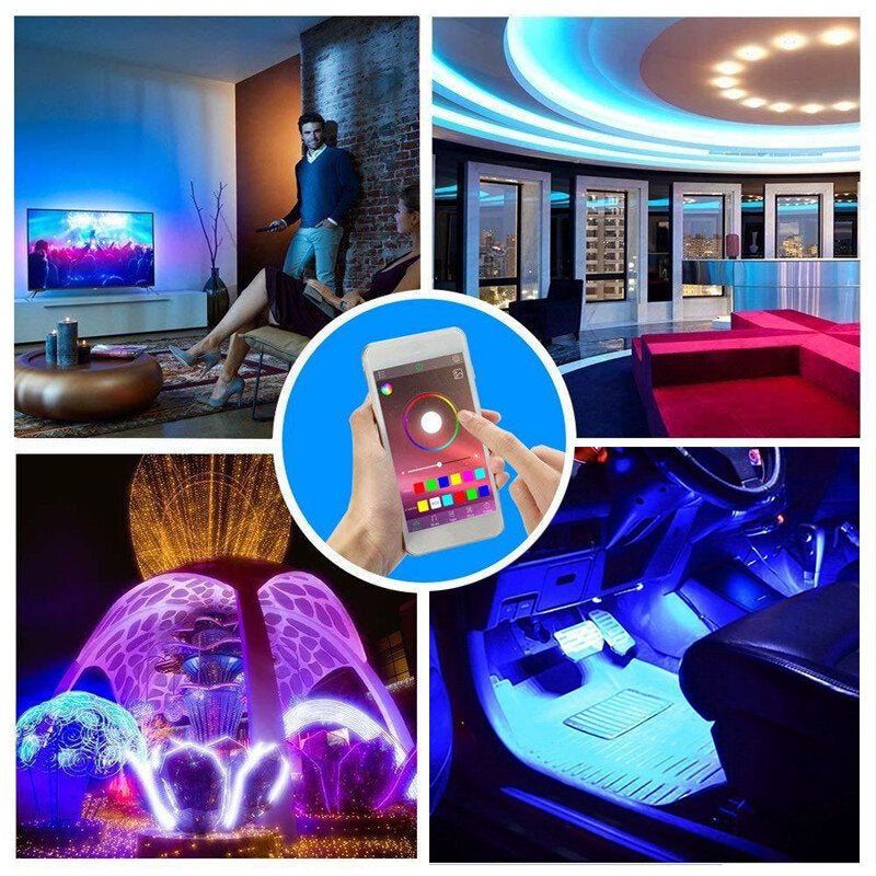 1M/3M/5M Bluetooth APP 5050 RGB LED Strip Light, IP65 Waterproof, USB, 5V Background Lamp