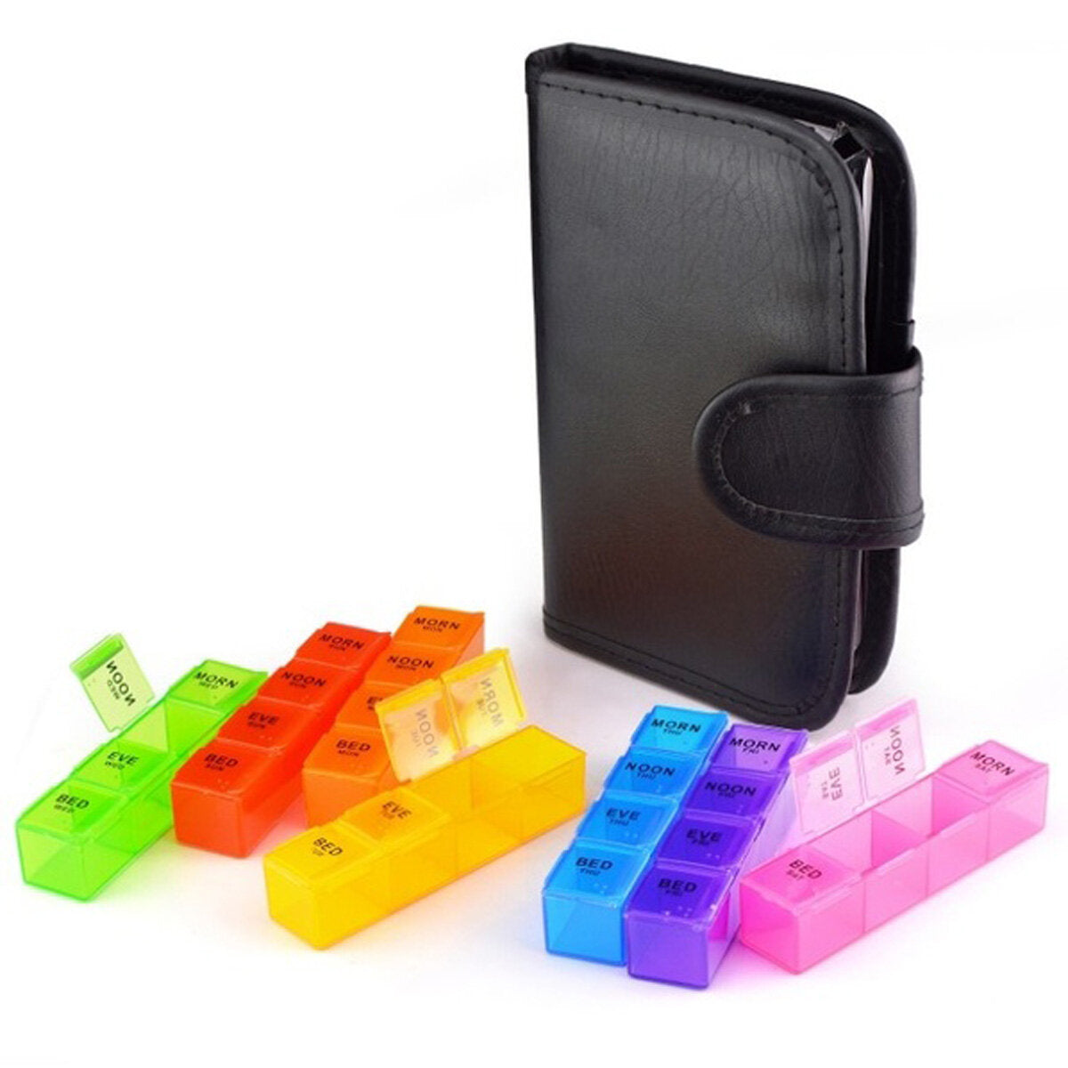 Weekly Pill Box Organizer - Portable PU Leather Travel Storage Case