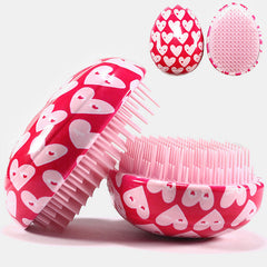 Pink ABS Hair Brush Comb - Round Egg Shape, Soft Anti-Static Detangling Tool for Salon Hair Care