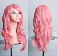 Micro-Rolled Oblique Bangs Long Curly Anime Cosplay Wig - 70cm