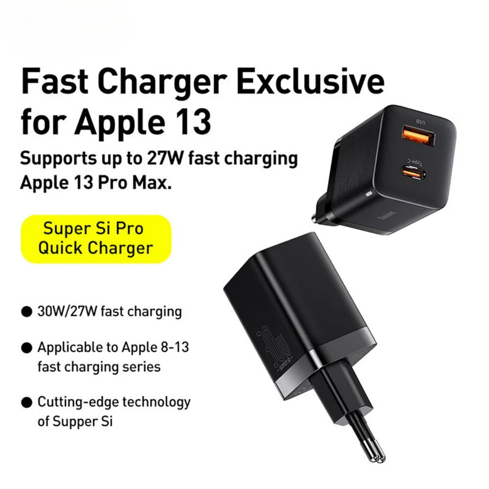 30W Dual-Port USB PD Charger, Fast Charging Adapter for iPhone, Huawei, Samsung, Xiaomi