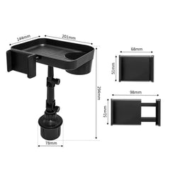 2-in-1-Auto-Tabletttisch mit abnehmbarem Getränkehalter und 360-Grad-Drehung für Getränke und Telefon