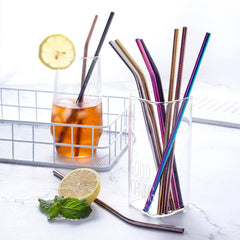 7 Color 215*6mm Reusable Stainless Steel Metal Drinking Straws