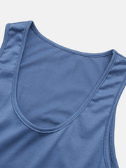Men's Solid Color Sleeveless Drawstring Shorts Pajama Set - 3 Colors, Casual Homewear Two Piece