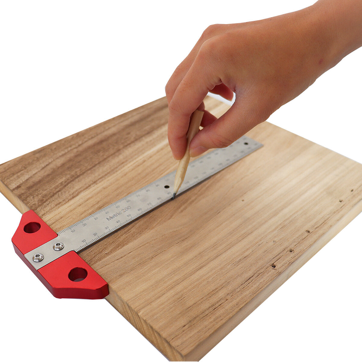 8" T Square Ruler for Woodworking - Imperial & Metric Scales, Measuring & Scribing Tool