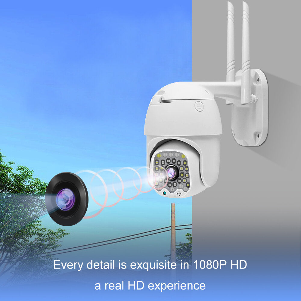 1080P HD Wifi IP Security Camera Outdoor - 4X Zoom, 32LED, Light & Sound Alarm, Night Vision, Waterproof