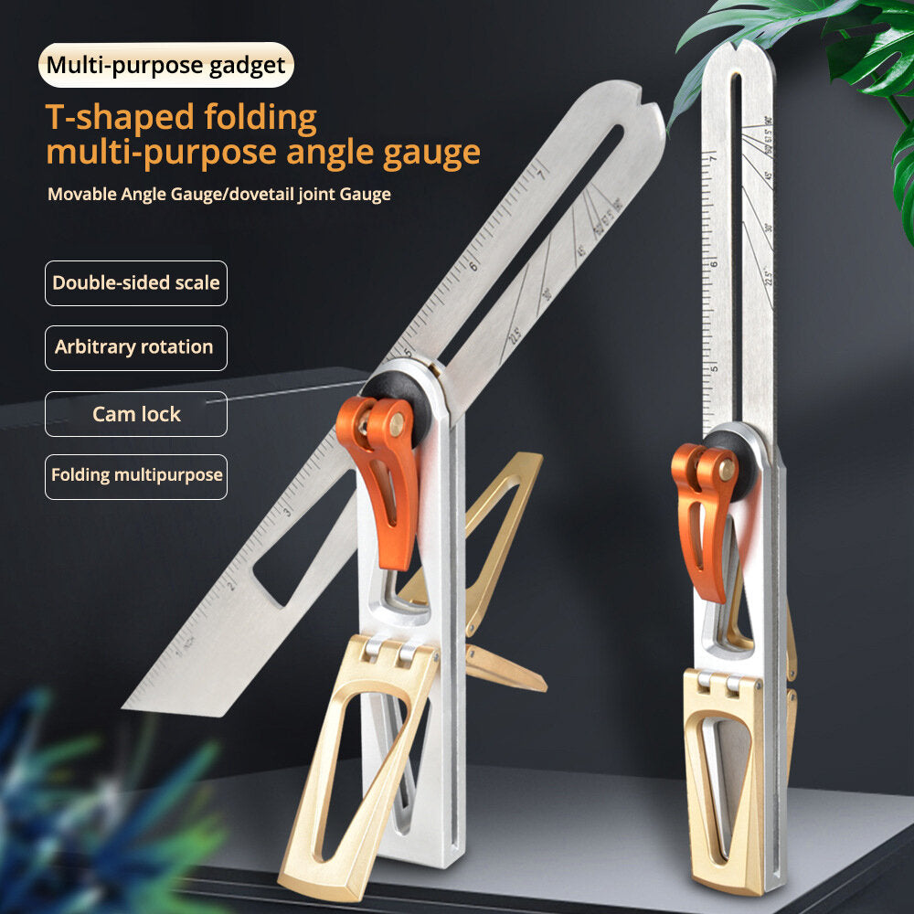 Precision Woodworking Jig Guide with 6:1 & 8:1 Slopes, T-Bevel & Angle Finder Ruler