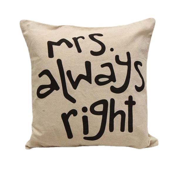 Creative Signature Cotton Linen Pillow Cover for Bed, Sofa, or Car