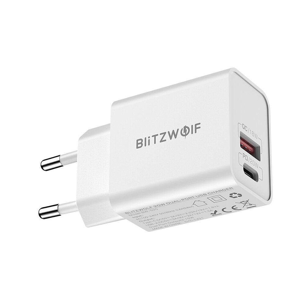 20W Dual-Port PD3.0 QC3.0 Schnellladegerät EU-Stecker für iPhone 15 Pro Max, Samsung S23, Xiaomi 13 Pro