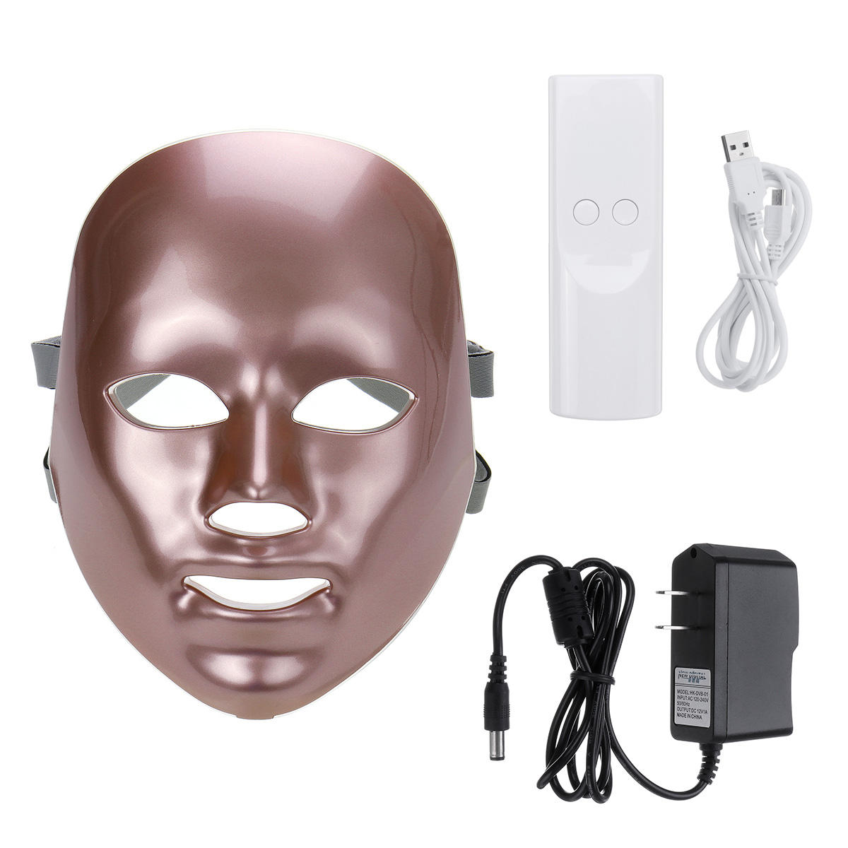 Rose Gold 7-Color LED Light Photon Face Mask - Beauty Machine for Photon Therapy and Treatment