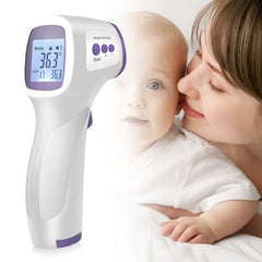 Non-Contact Infrared Forehead Thermometer - Digital LCD, C/F, Baby & Body Temperature Measurement Tool