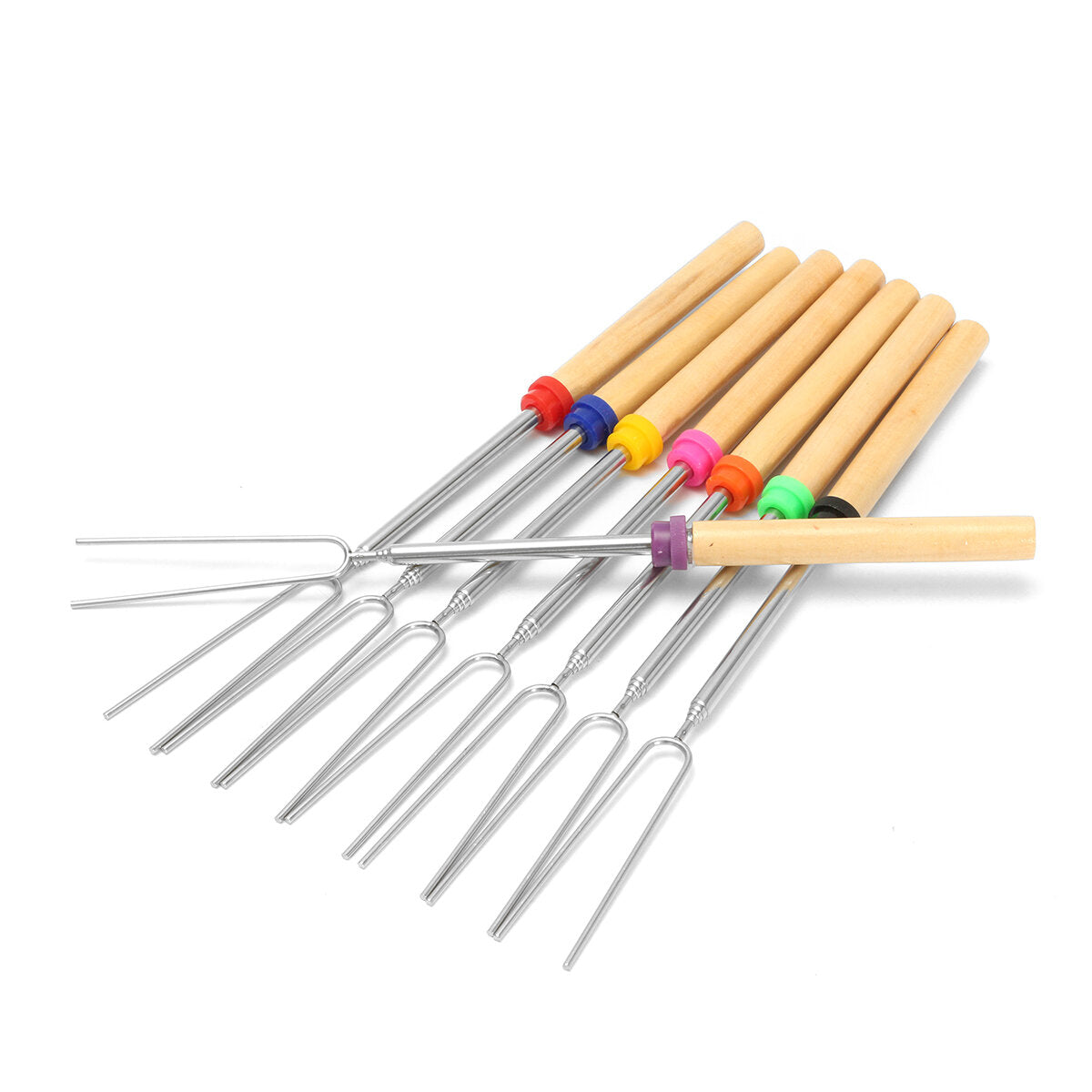 8-Piece 32-Inch Colorful Telescopic Marshmallow Roasting Skewers BBQ Forks - BBQ Tools