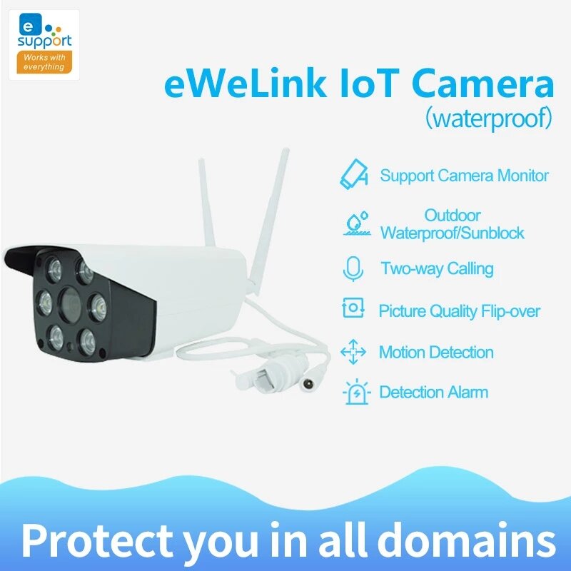 1080P Smart WiFi Camera with Two-Way Audio, Night Vision, IR LED, Outdoor IP66 Waterproof