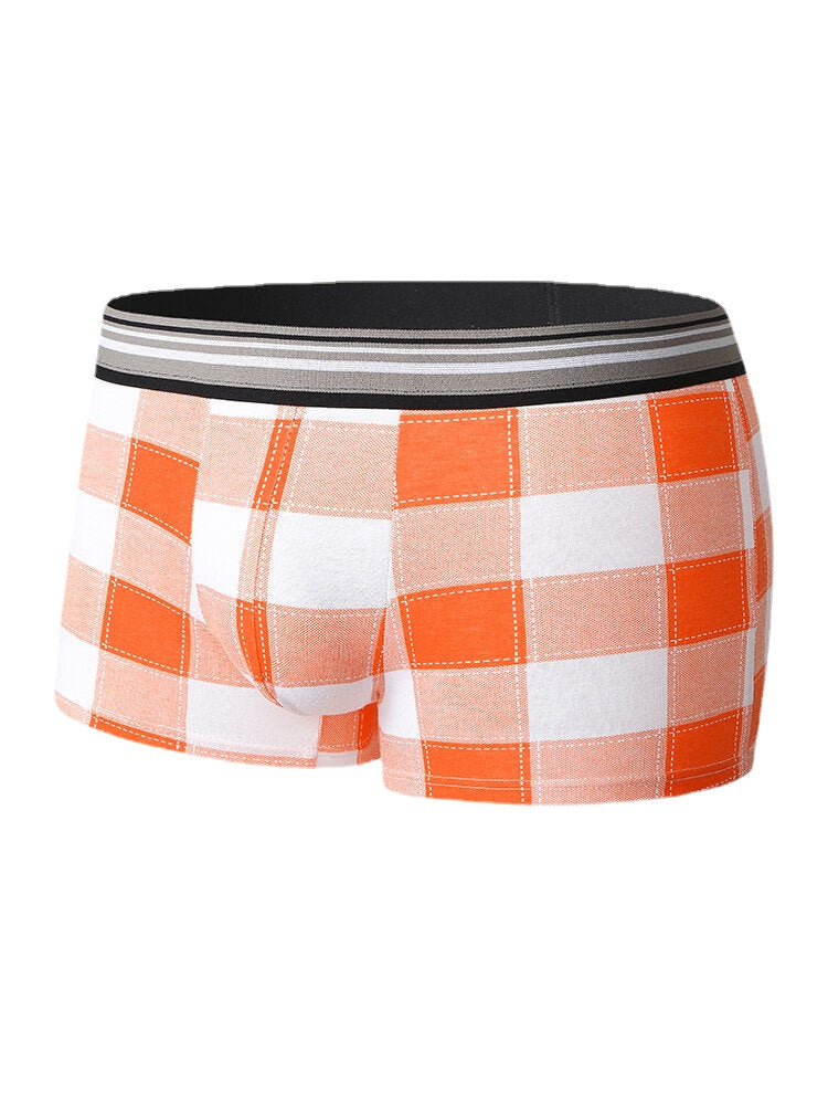 Atmungsaktive Boxershorts für Herren aus Baumwolle mit mittelhohem Bund und Karomuster