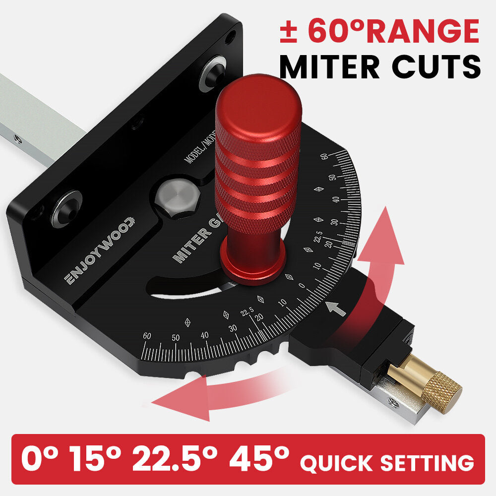 Precision Woodworking Angle Miter Gauge with Extended Fence for Table Saw and Router Table