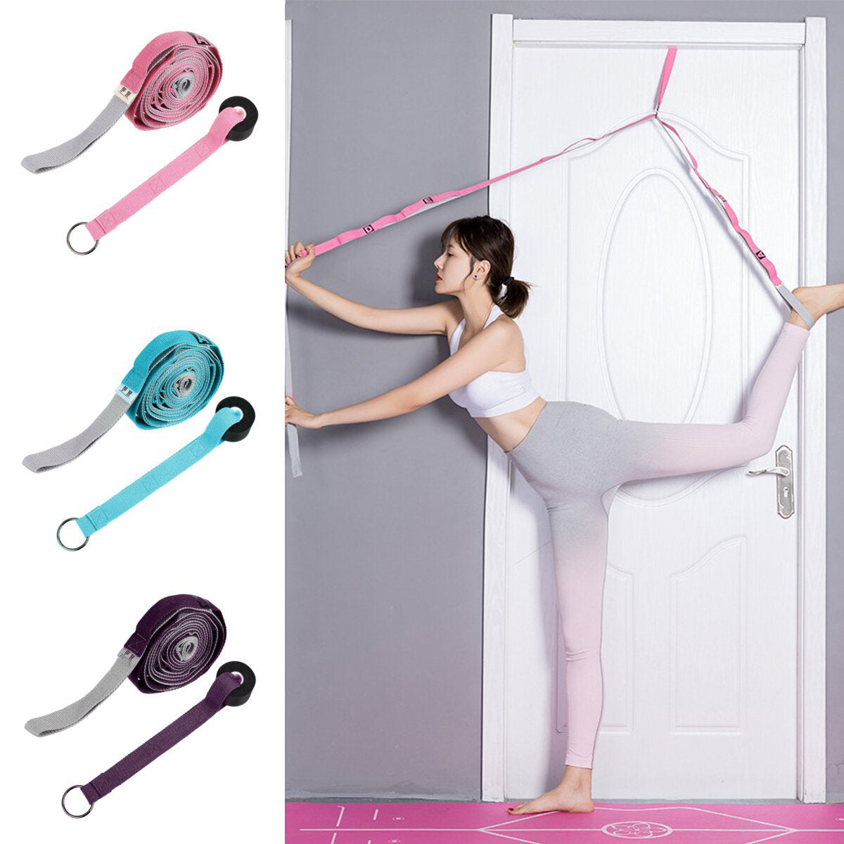 2.4M Doorway Yoga Band for Shoulder, Leg Stretching - Home Fitness, Gymnastics Exercise Tool