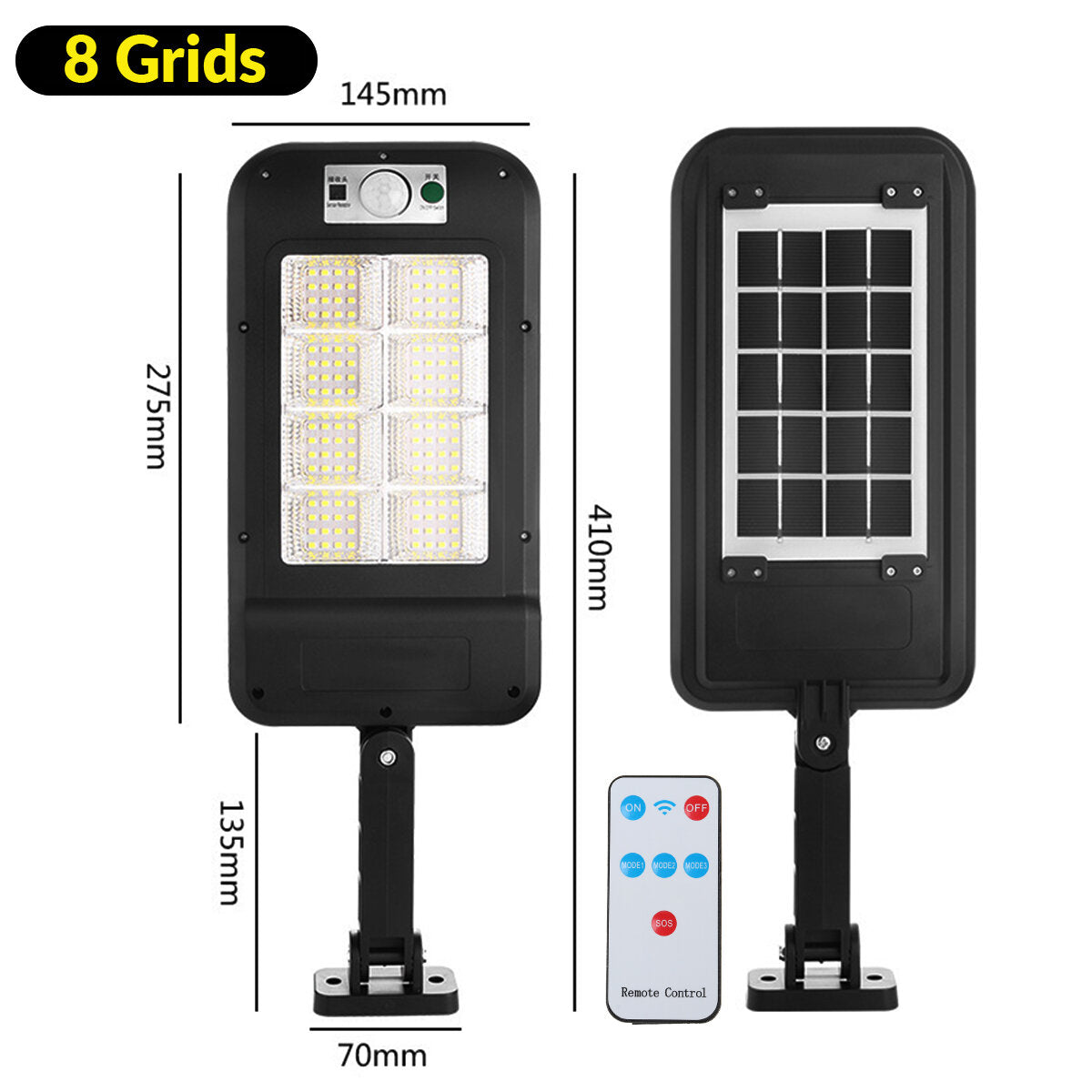 128 LED Solar-Powered Street Light with Remote Control and Motion Sensor for Rural Areas